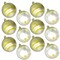 12 Pack of Matte Silver Ball Ornaments with Gold Glitter Designs